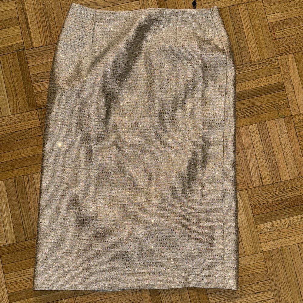 Oscar de la renta gold midi skirt size 6